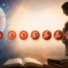 woman on background with fetus images to show life beginning